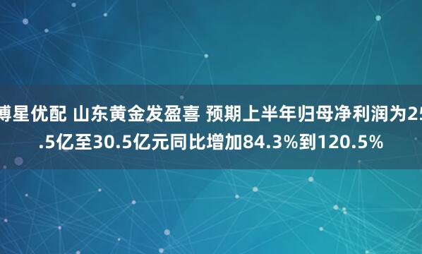 博星优配 山东黄金发盈喜 预期上半年归母净利润为25.5亿至30.5亿元同比增加84.3%到120.5%