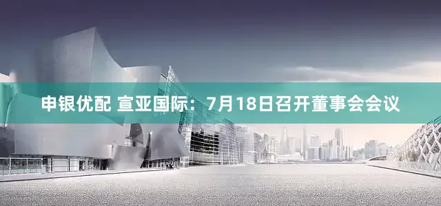 申银优配 宣亚国际：7月18日召开董事会会议
